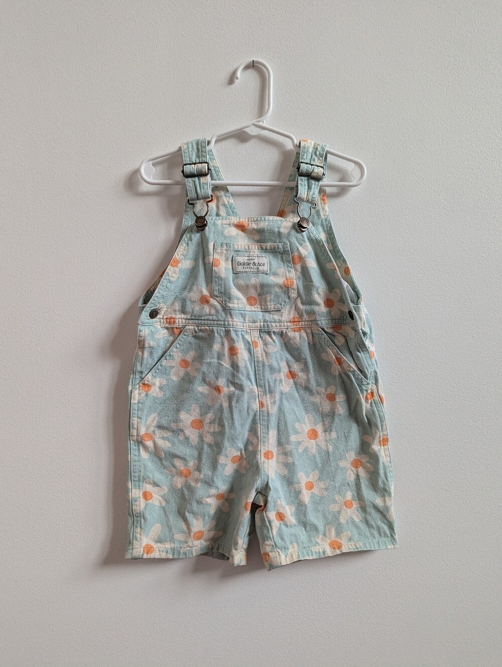 Goldie + Ace Shortalls 2Y Girls Teal Daisy